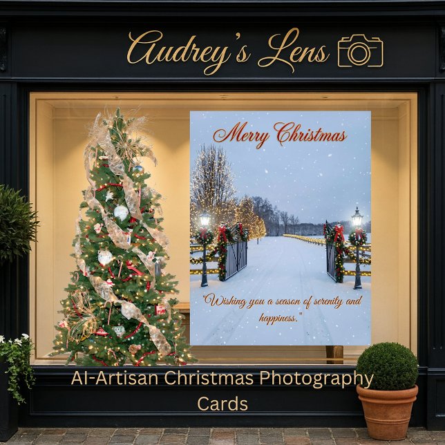 Tarjeta Elegant Serene Scene featuring Christmas lights  (Subido por el creador)