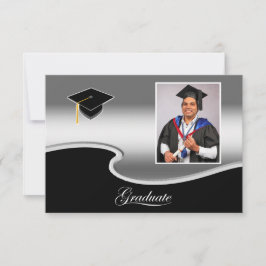 Tarjeta Elegant Silver and Black Grad Party enclosure