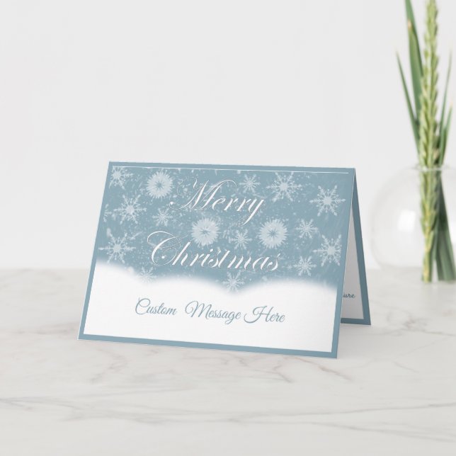Tarjeta Elegant Silver Snowflakes Merry Christmas Quote (Anverso)