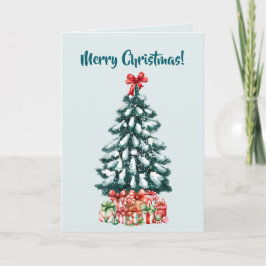 Tarjeta Elegant Snowy Christmas Tree Mint Green