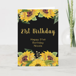 Tarjeta Elegant Sunflowers and Foliage Birthday Party