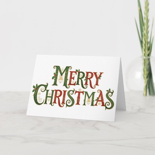 Tarjeta Elegant Vintage Merry Christmas Calligraphy  (Anverso)