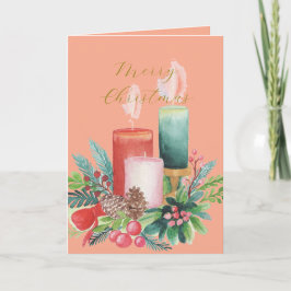 Tarjeta Elegant Watercolor Candlelight Christmas Card
