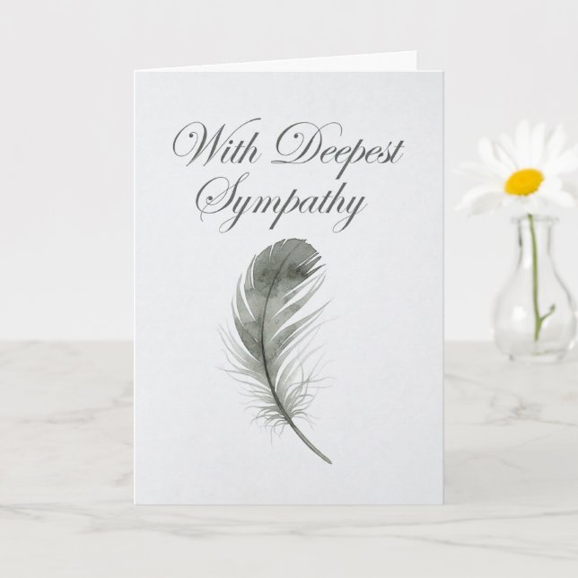 Tarjeta Elegant Watercolor Feather Sympathy Card (Planta pequeña)