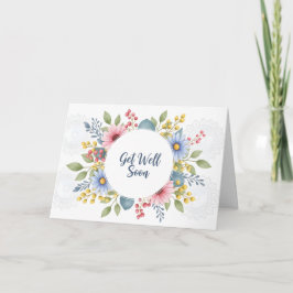 Tarjeta Elegant Watercolor Floral Wreath Get Well Soon 