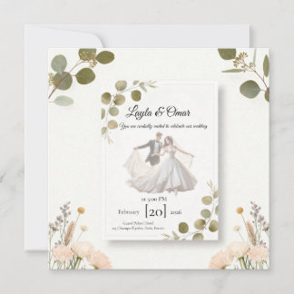 Tarjeta Elegant Wedding Invitation – Minimalist Romantic D