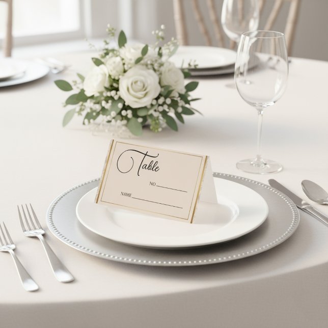 Tarjeta Elegant Wedding Minimalist Gold Frame Table Number (Subido por el creador)