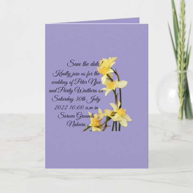 Tarjeta Elegant Yellow Daffodil wedding Save the Date Card (Anverso)