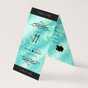 Tarjeta Elegante 11º Aniversario Boda Turquesa