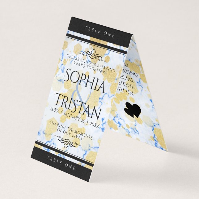 Tarjeta Elegante 18º Aniversario del Boda de Porcelana (Anverso)