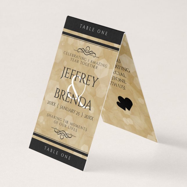 Tarjeta Elegante 1er aniversario de Boda de papel (Anverso)