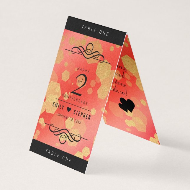 Tarjeta Elegante 2º Aniversario del Boda Garnet (Anverso)