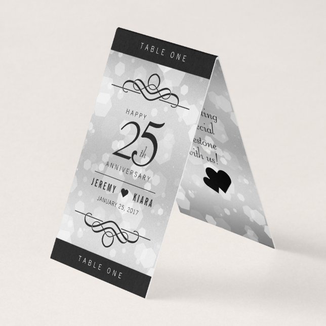 Tarjeta Elegante 25° aniversario Boda de Plata (Anverso)