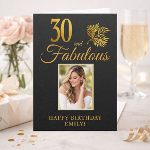 Tarjeta Elegante 30 y Fabulosas Ramas Cumpleaños 30 Foto