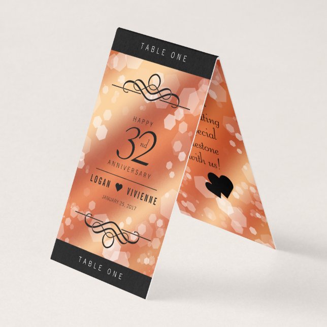 Tarjeta Elegante 32° Aniversario del Boda de Bronce (Anverso)