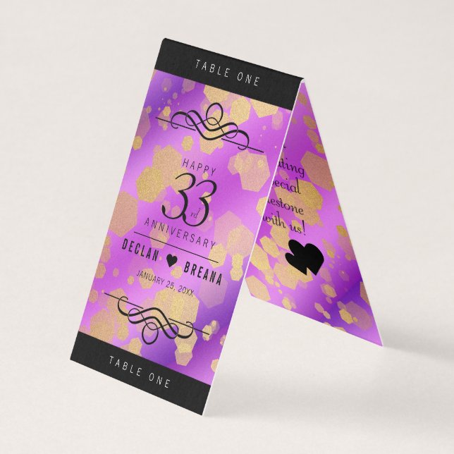 Tarjeta Elegante 33° Aniversario del Boda Ametista (Anverso)