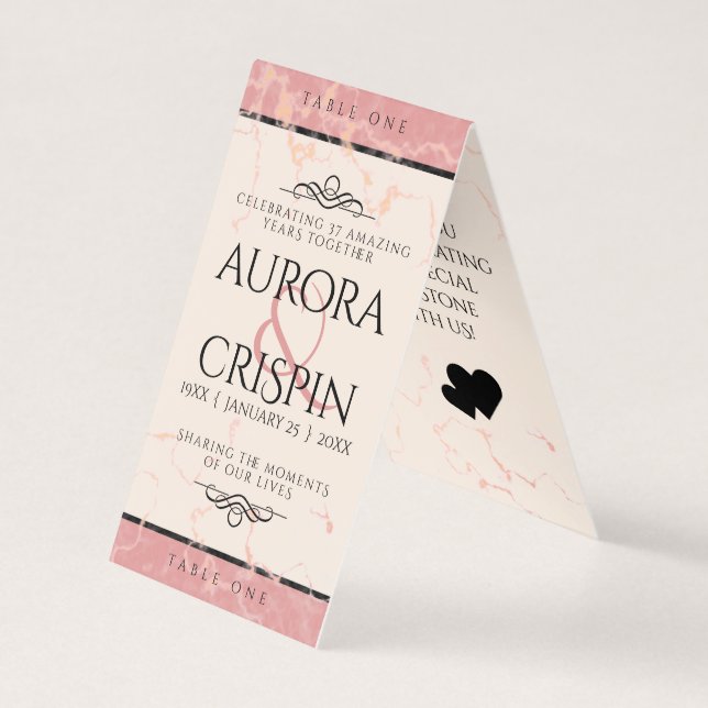 Tarjeta Elegante 37° Aniversario del Boda de Alabastro (Anverso)