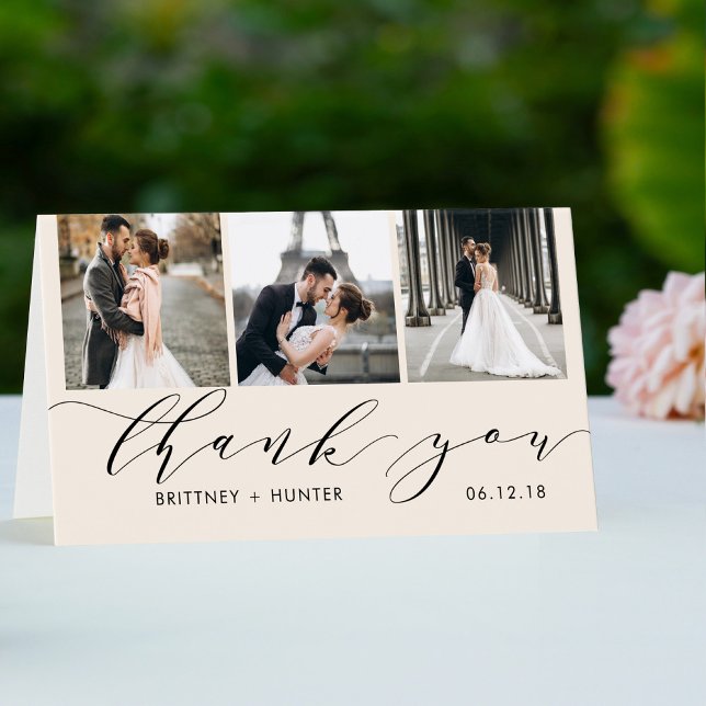 Tarjeta Elegante 3 Collage de fotos de Blanco Gracias (Subido por el creador)