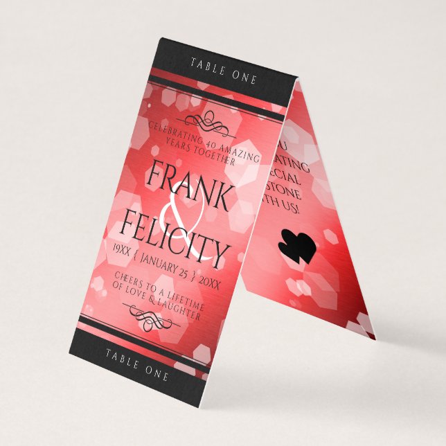 Tarjeta Elegante 40.º 80° Aniversario del Boda de Ruby (Anverso)