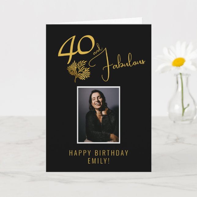 Tarjeta Elegante 40 y fabulosas pelucas 40º cumpleaños fot (Planta pequeña)