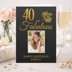 Tarjeta Elegante 40 y Fabulosas Ramas 40 Cumpleaños Foto