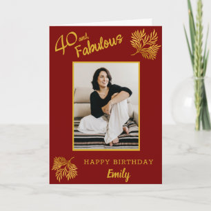 Tarjeta Elegante 40 y Fabuloso Follaje Dorado Cumpleaños 4