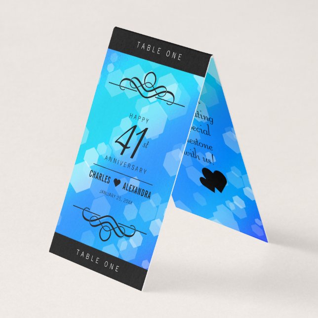 Tarjeta Elegante 41° Aniversario del Boda de Topaz Azul (Anverso)