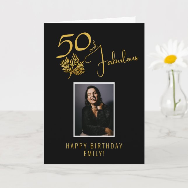 Tarjeta Elegante 50 y fabulosas pelucas 50º cumpleaños fot (Planta pequeña)
