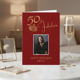 Tarjeta Elegante 50 y Fabulosas Ramitas Cumpleaños 50 Foto