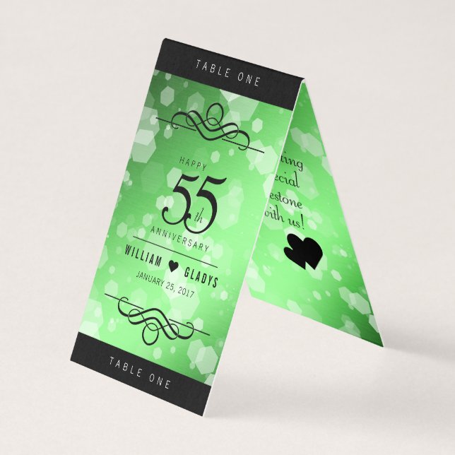 Tarjeta Elegante 55º aniversario de Boda Esmeralda (Anverso)