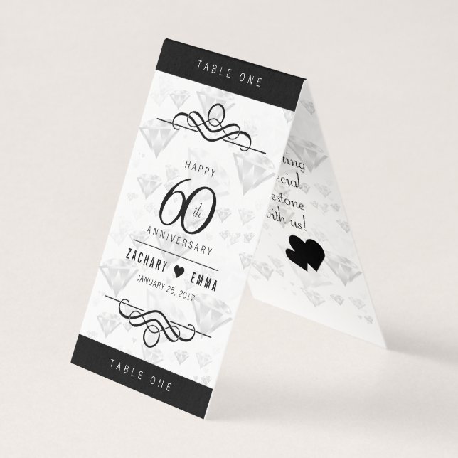 Tarjeta Elegante 60° Aniversario del Boda del Diamante (Anverso)