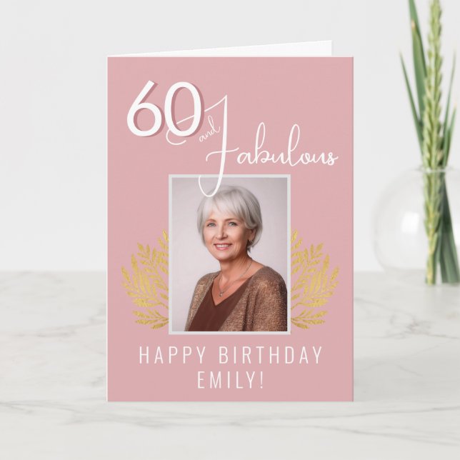 Tarjeta Elegante 60 y fabulosas pelucas 60º cumpleaños fot (Anverso)