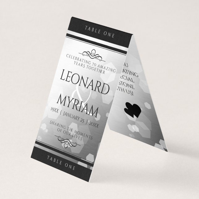 Tarjeta Elegante 70° Aniversario del Boda Platino (Anverso)