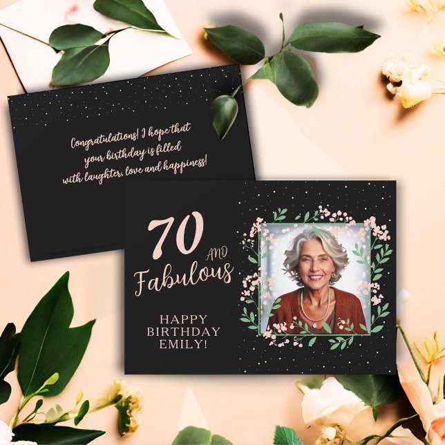 Tarjeta Elegante 70 y fabulosa flor 70 cumpleaños foto (Subido por el creador)
