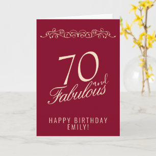 Tarjeta Elegante 70 y Fabuloso Adorno Cumpleaños 70