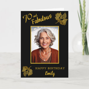 Tarjeta Elegante 70 y Fabuloso Foliaje Dorado Cumpleaños 7
