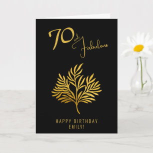 Tarjeta Elegante 70 y fabuloso Twigs de Oro 70 cumpleaños