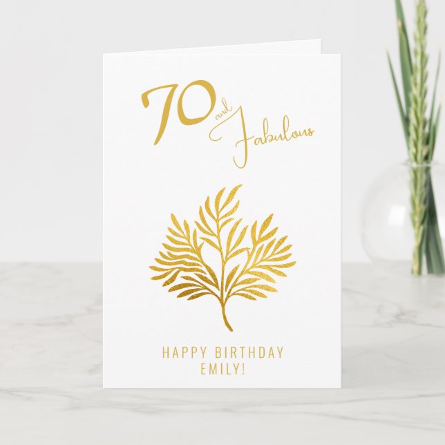 Tarjeta Elegante 70 y fabuloso Twigs de Oro 70 cumpleaños (Anverso)