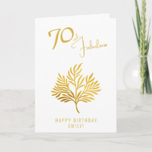 Tarjeta Elegante 70 y fabuloso Twigs de Oro 70 cumpleaños