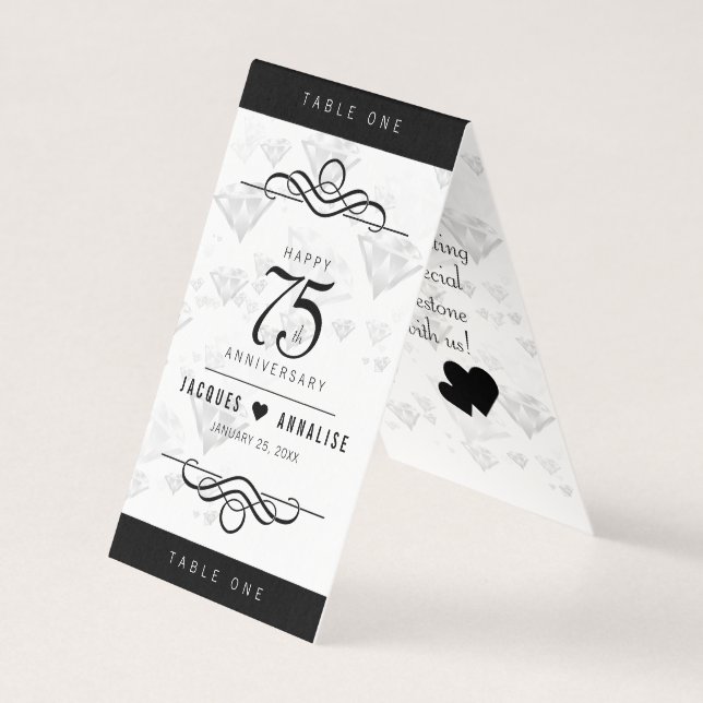 Tarjeta Elegante 75° Aniversario del Boda del Diamante (Anverso)
