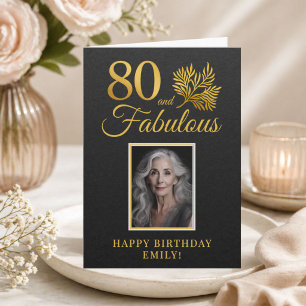 Tarjeta Elegante 80 y Fabulosas Ramas Cumpleaños 80 Foto