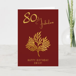 Tarjeta Elegante 80 y Fabulosas Ramas Doradas Cumpleaños 8