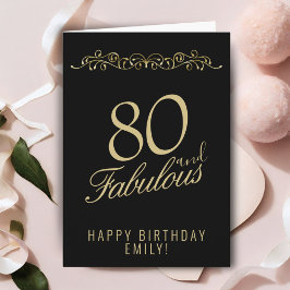 Tarjeta Elegante 80 y Fabuloso Adorno Cumpleaños 80