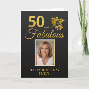 Tarjeta Elegante a los 50 y Fabulosas Ramitas Cumpleaños 5