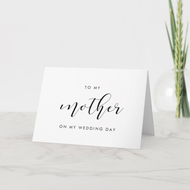 Tarjeta Elegante a mi madre el día de mi boda doblada (Anverso)