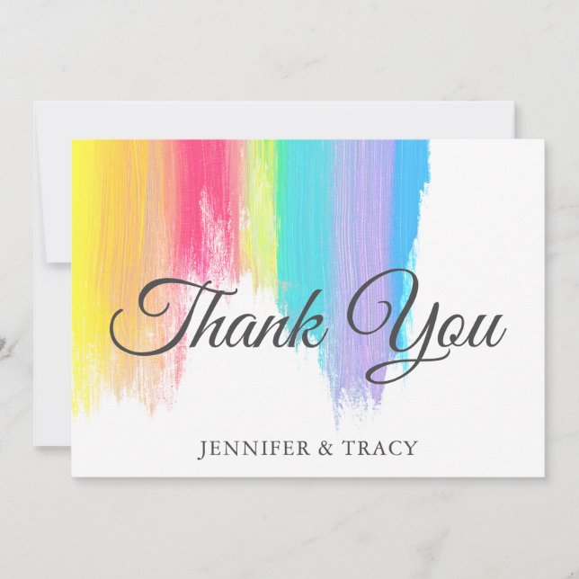 Tarjeta Elegante acuarela arcoiris Gracias (Anverso)