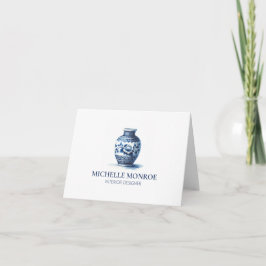 Tarjeta Elegante acuarela Azul Ginger Jar diseño interior