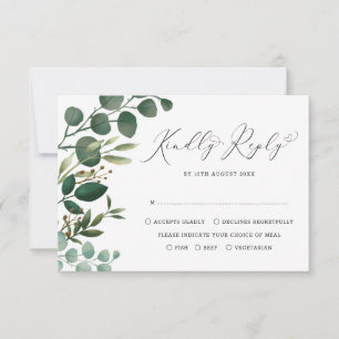 Tarjeta Elegante acuarela Boda de Verdor Botánico RSVP