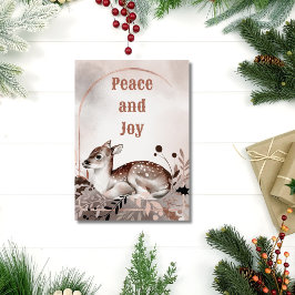 Tarjeta Elegante acuarela Deer Peace and Joy Navidades