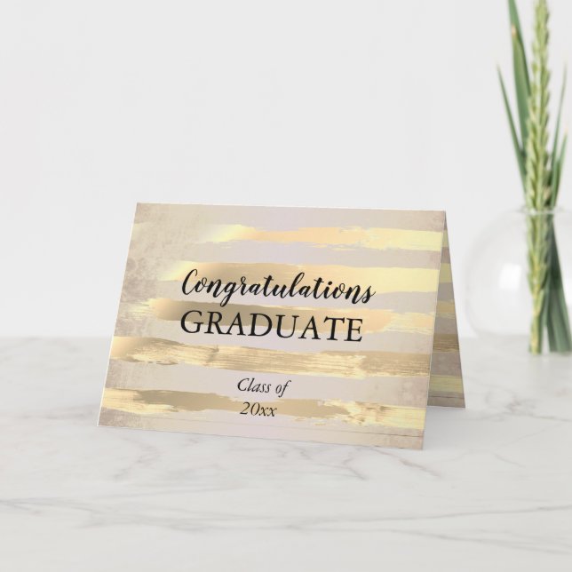 Tarjeta Elegante acuarela dorada Felicitaciones Graduado (Anverso)